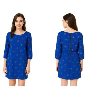 Old Navy Shift Dress Ultraviolet Floral 3/4 Sleeve Button‎ Cuff Casual Flowy NEW